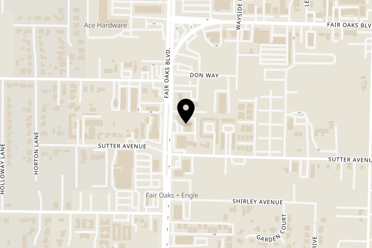 Map showing the location of Shogun Sushi on 7330 Fair Oaks Blvd #10 in Carmichael